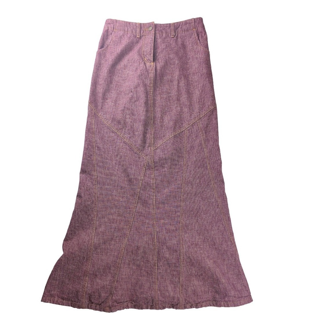 Sitwell Anthropologie Vintage Red Denim Skirt Maxi Prairie‎ Size 2